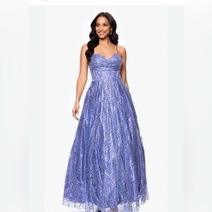 Blondie Nites Elegant Blue Strapless Evening Gown, size 13, retail $259